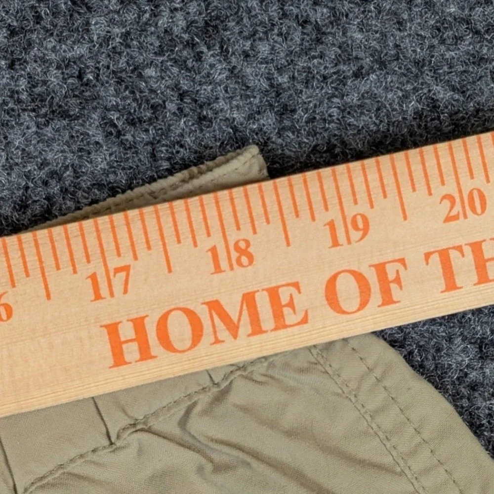 Orvis Mens XL Hiking Cargo Shorts Tan Nylon Built-in Belt Mesh Pocket Khaki